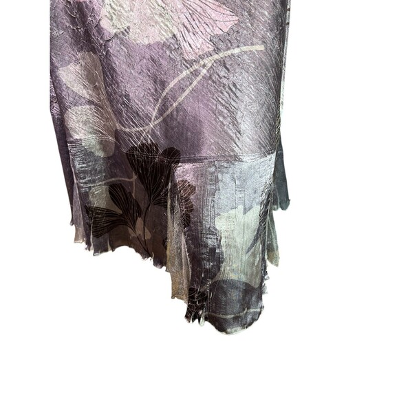 Komarov Dress Gray Silver Mauve Ginko Leaf Print Pleated Hem, Lace Detail $468 M - Picture 13 of 13